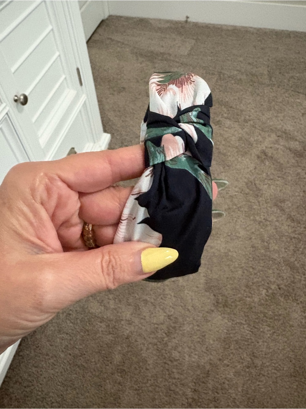 Floral Knot Headband in navy, Pink & Green